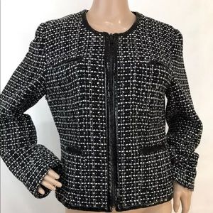 MichaelKors Women Black White Tweed Blazer Size 12